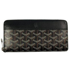 Goyard round long wallet leather canvas brown black Wallet